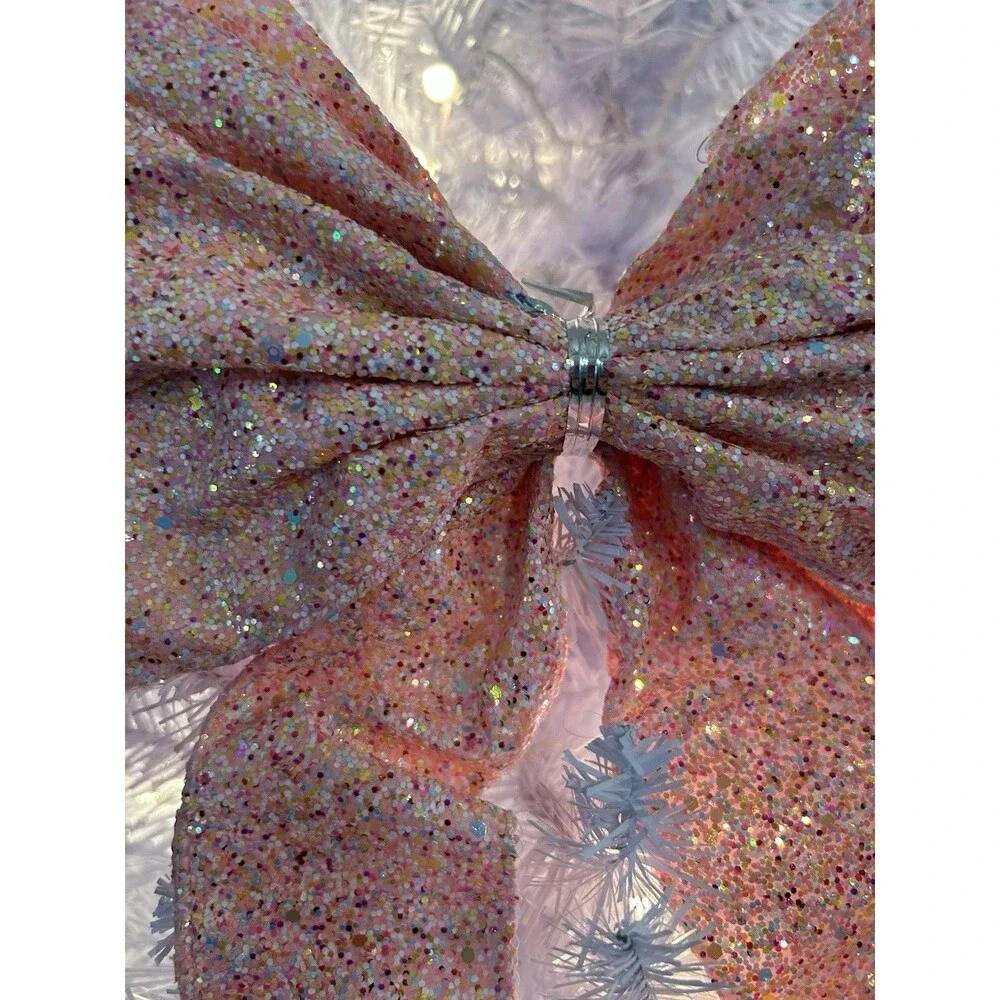 Celebrate It Christmas Pink Glitter Bow & Wired Ribbon Set, Christmas Easter